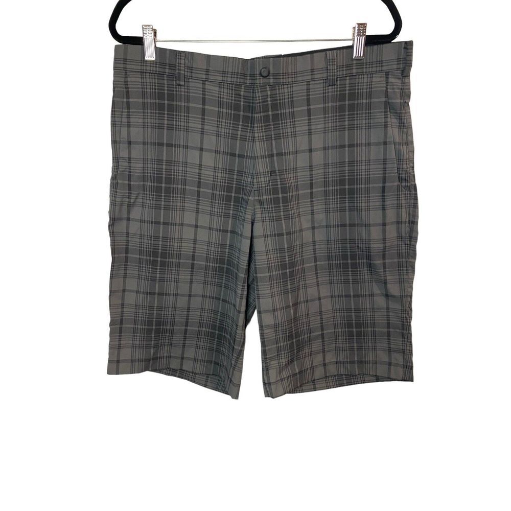 Nike Golf Dri-Fit Tour Performance Gray Plaid Sport Bermuda Shorts Size 36‎